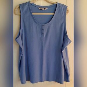 Cacique Top Women’s 22/24 Blue Cotton Sleeveless Tank